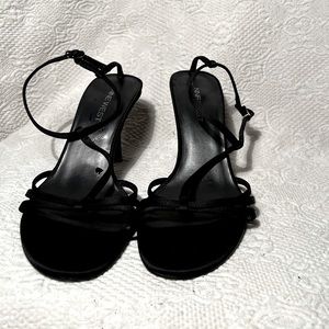 Nine West black satin Strappy Heeled Sandals